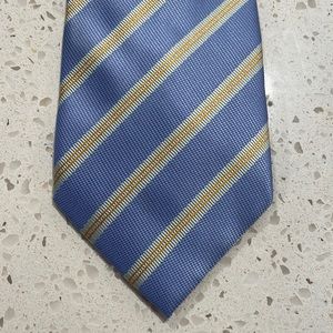 Lucio Lamberti light blue and yellow striped silk tie